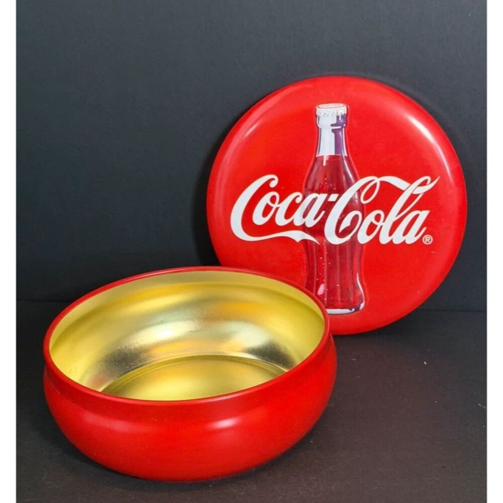 Vintage 1995 Coca-Cola Round Collectible Tin Box